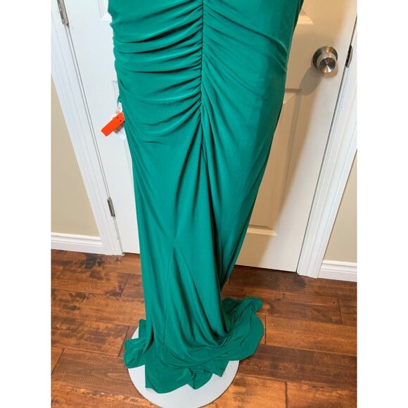 MacDuggal IEENA for MacDuggal Green One Shoulder Cap Sleeve Faux Wrap Gown Sze14 - Picture 8 of 9
